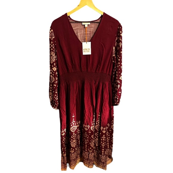 Knox Rose Dresses & Skirts - NWT large maroon/burgundy printed dress